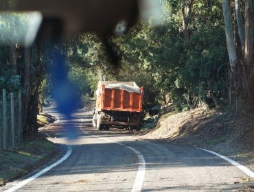 Denuncian que camiones siguen circulando por la cuesta de Colliguay en Quilpué a pesar de estar prohibido