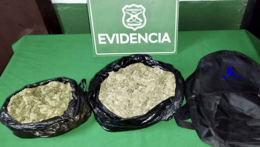 Dos sujetos fueron detenidos por transportar 1,7 kilos de marihuana en Putaendo