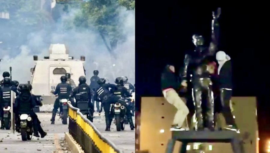 Protestas en Venezuela dejan un muerto y 46 detenidos: manifestantes tumbaron estatua de Hugo Chávez en plaza de La Guaira