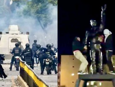 Protestas en Venezuela dejan un muerto y 46 detenidos: manifestantes tumbaron estatua de Hugo Chávez en plaza de La Guaira