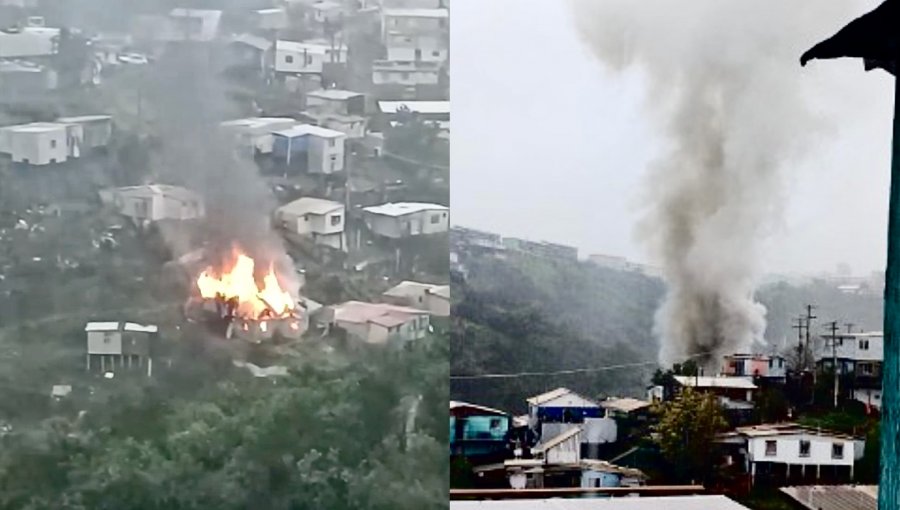 Incendio estructural consumió una vivienda en el sector Rodelillo de Valparaíso