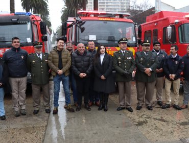 Bomberos de Limache, Olmué, Viña del Mar y Valparaíso cuentan con nuevos carros tras entrega de parte del Gobierno Regional