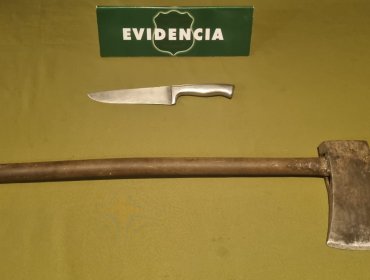 Detienen a dos sujetos por porte de armas blancas y amenazas a Carabineros en Viña del Mar