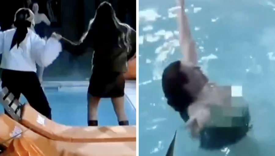 Michelle celebró eliminación de Carlyn lanzándose en topless a la piscina de «Gran Hermano»