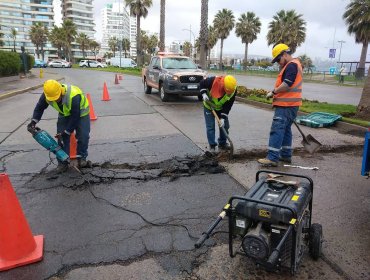 Dan inicio a obras de mejoramiento en calles de Viña del Mar e intensifican plan de bacheo