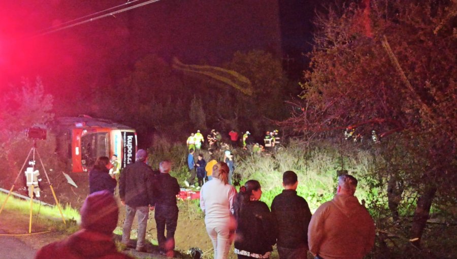 Pullman Bus vuelca en plena Ruta 5 Sur dejando al menos 20 heridos a la altura de Ñiquén