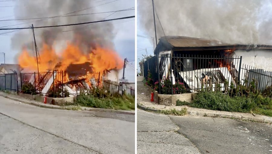 Incendio consume por completo una vivienda en el sector Nueva Aurora de Viña del Mar