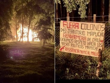 Atentado incendiario deja dos casas quemadas en Victoria: dejaron lienzos firmados por la Resistencia Mapuche Malleco