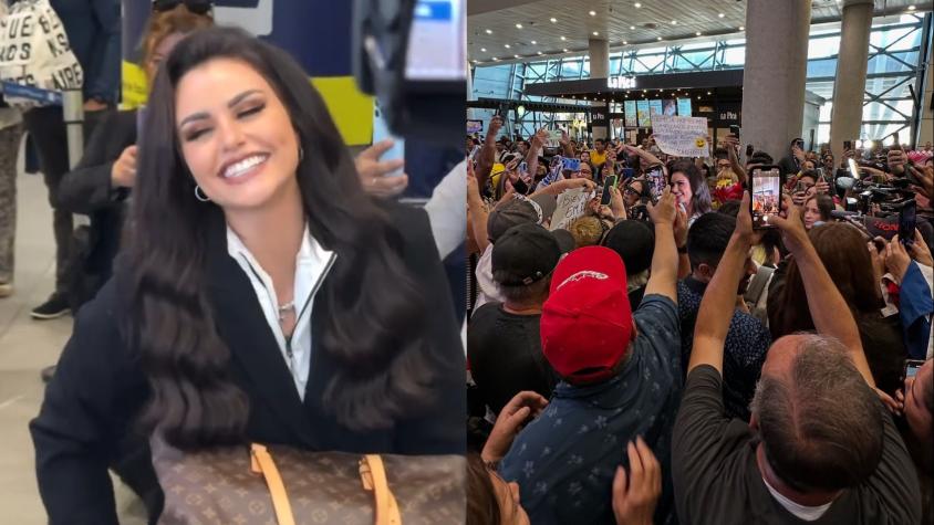 Emilia Dides regresa a Chile luego de su participación en el Miss Universo y cientos de personas la reciben en el aeropuerto