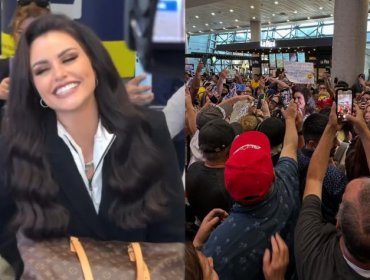 Emilia Dides regresa a Chile luego de su participación en el Miss Universo y cientos de personas la reciben en el aeropuerto