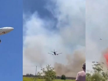 Captan primeras imágenes del Boeing 737 "Fireliner" combatiendo el incendio del Fundo Santa Rosa en Quillota