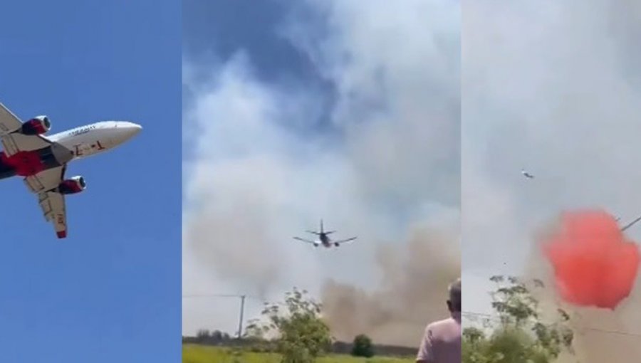 Captan primeras imágenes del Boeing 737 "Fireliner" combatiendo el incendio del Fundo Santa Rosa en Quillota