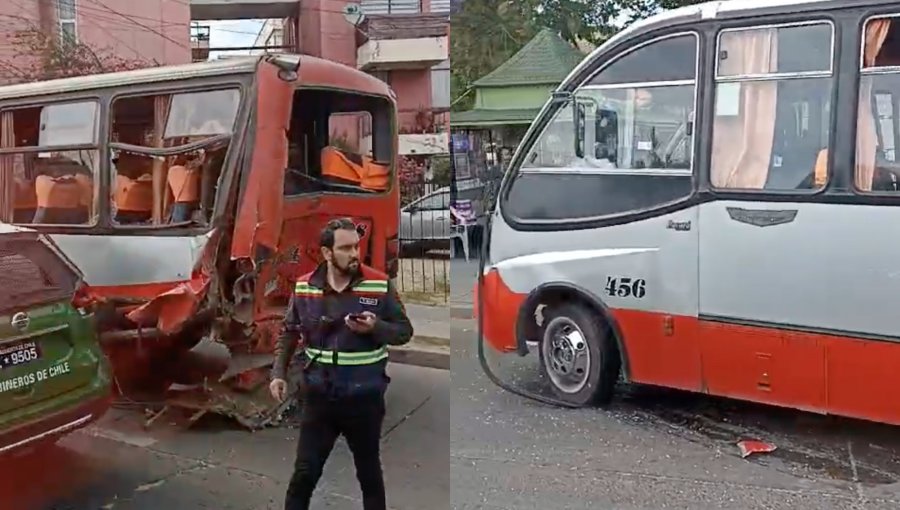 Colisión entre dos microbuses deja 13 lesionados en Quilpué: 3 de ellos de gravedad