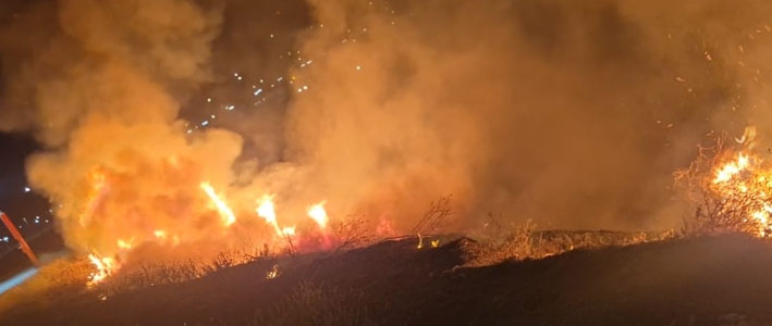 Desconocidos provocan incendio en el borde del río Mapocho tras manipular fuegos artificiales