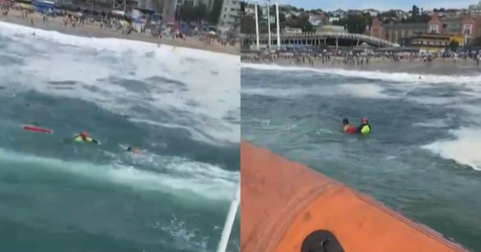 Amplio operativo del Bote Salvavidas de Valparaíso logró rescatar a bañista de 30 años atrapado por marejadas en Caleta Portales