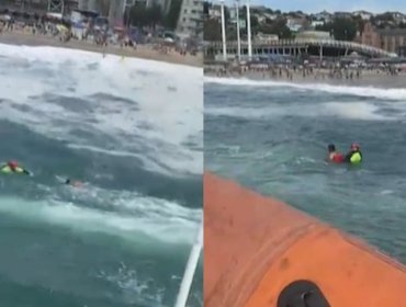 Amplio operativo del Bote Salvavidas de Valparaíso logró rescatar a bañista de 30 años atrapado por marejadas en Caleta Portales