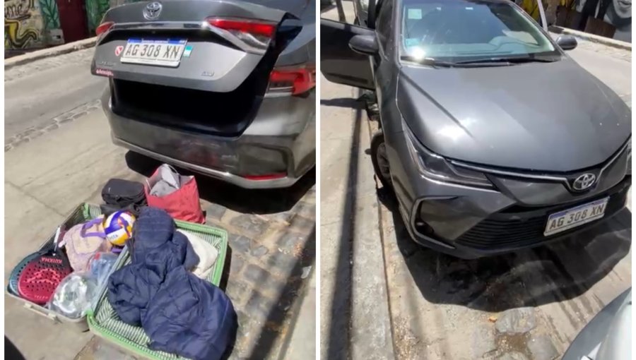 Detienen a dos delincuentes que rompieron vidrio del auto de turista argentina para robarle sus especies en Valparaíso