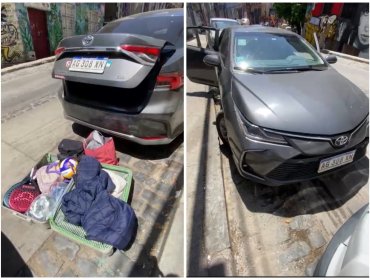 Detienen a dos delincuentes que rompieron vidrio del auto de turista argentina para robarle sus especies en Valparaíso