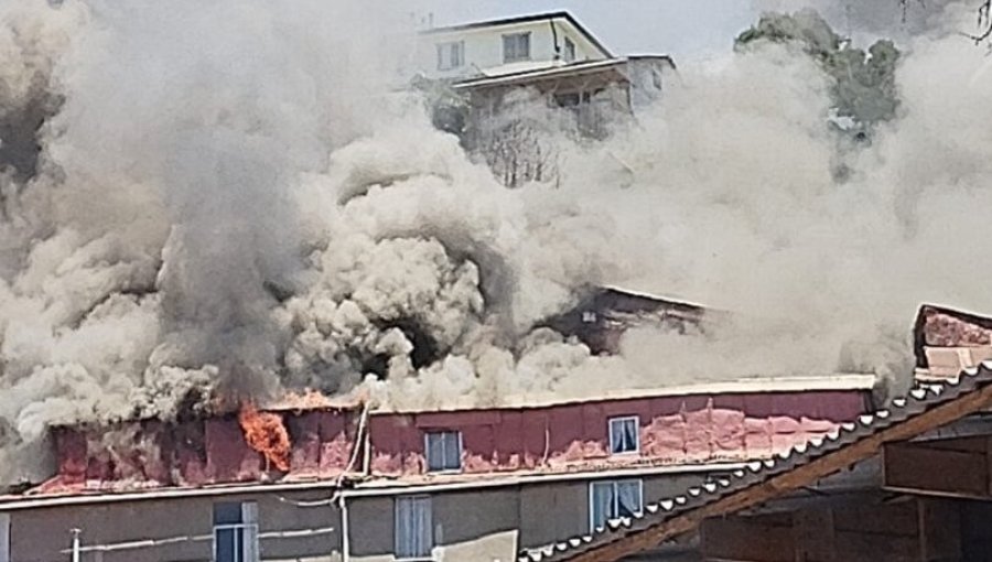 Cinco casas quemadas deja incendio estructural en parte alta de Viña del Mar