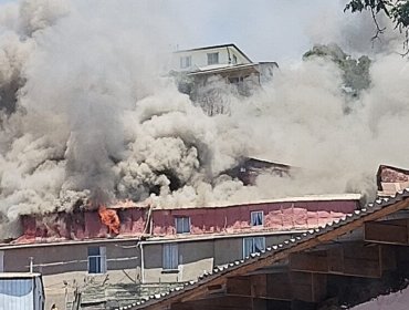 Cinco casas quemadas deja incendio estructural en parte alta de Viña del Mar