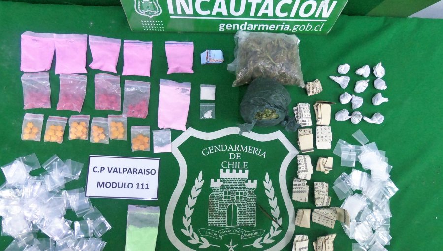 Decomisan tusi, marihuana, cocaína y pasta base al interior de la cárcel de Valparaíso