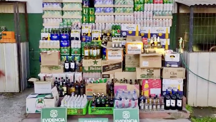 Incautan 2.500 botellas de licores que local vendía de forma clandestina en Catemu