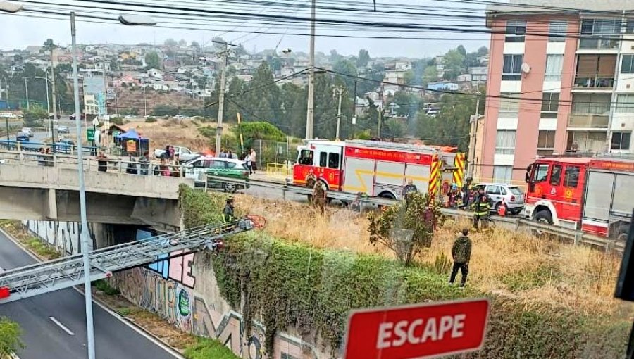 Rescatan a joven que intentó lanzarse de puente en Rotonda de Glorias Navales en Viña del Mar