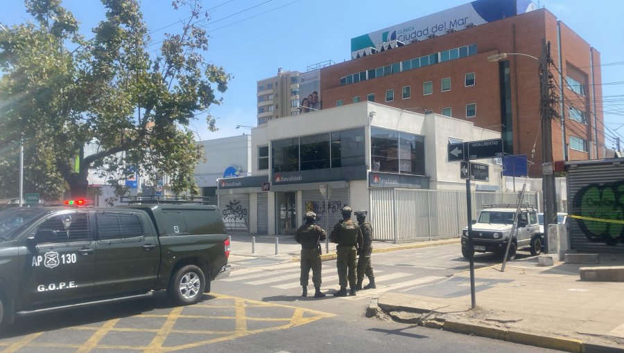 Gope realiza procedimiento ante hallazgo de artefacto desconocido al interior de una sucursal bancaria en Viña del Mar