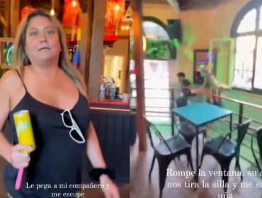 Denisse Campos es captada en Viña del Mar insultando y golpeando a garzones en un bar