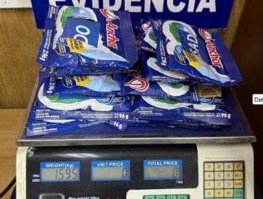 Descubren casi 7 kilos de pasta base en sobres de leche en polvo en Chacalluta