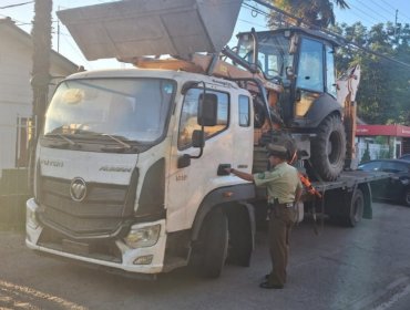 Seis detenidos deja robo de camión y retroexcavadora en carretera de Rinconada