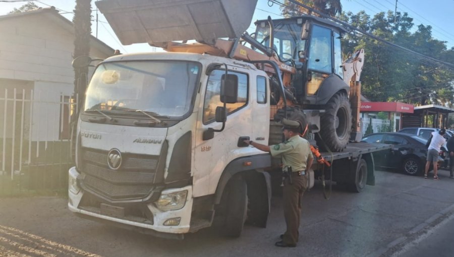 Seis detenidos deja robo de camión y retroexcavadora en carretera de Rinconada