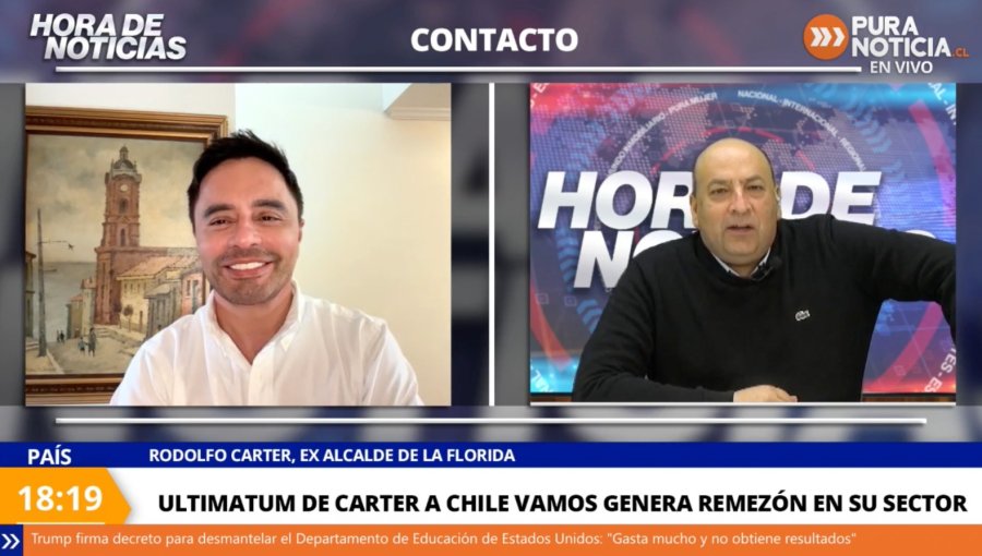 Carter asegura estar “a la espera de si cumplen la herencia de Piñera de ir a primarias, si eso no se cumple me iré de Chile Vamos”