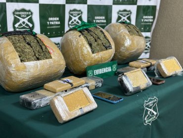 Decomisan 24 kilos de drogas durante fiscalización policial en ruta 5 Norte de Nogales