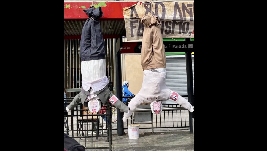 Condenan imagen con muñecos colgados de José Antonio Kast y Johannes Kaiser: Matthei apuntó a las Juventudes Comunistas