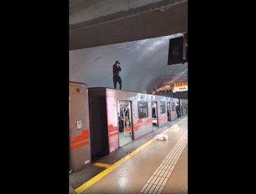 Vendedores ambulantes subieron al techo de vagones y causaron destrozos en la estación La Cisterna del Metro