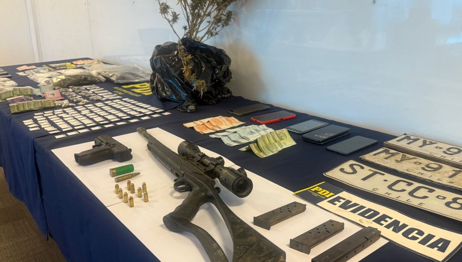 Con armas y drogas, cae peligrosa banda criminal que operaba en Casablanca y Curacaví