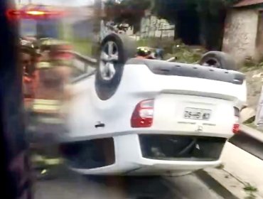 Colisión de dos vehículos menores termina con uno de ellos volcados en el Troncal Urbano: alta congestión de Quilpué a Viña del Mar