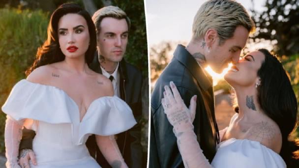 Demi Lovato se casó en secreto e impresiona con icónico vestido hecho por Vivienne Westwood