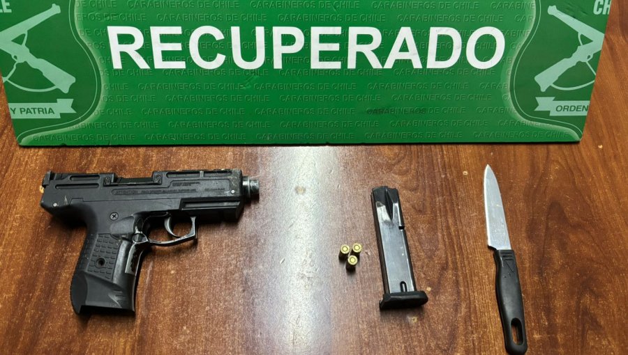 Detienen a cuatro sujetos por intento de robo y porte de armas en Padre Hurtado: se trasladaban en vehículo robado