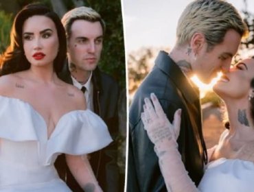 Demi Lovato se casó en secreto e impresiona con icónico vestido hecho por Vivienne Westwood
