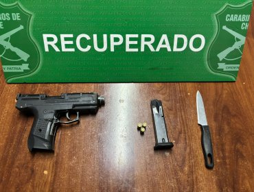 Detienen a cuatro sujetos por intento de robo y porte de armas en Padre Hurtado: se trasladaban en vehículo robado