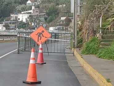 Deslizamiento de tierra obligó a cerrar pista del camino costero Concón - Reñaca ante posibilidad de nuevos desprendimientos