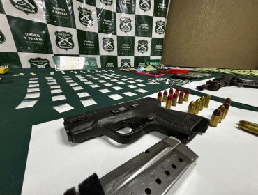 Operativo antidrogas en Puchuncaví deja cuatro personas detenidas y armas incautadas