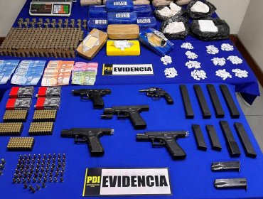Desbaratan banda delictual con alto poder de fuego en Puente Alto: se les incautó 25 kilos de drogas