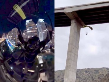 «Jumping base»: Viralizan peligrosa práctica de saltos al vacío desde edificios y puentes de gran altura en Concón y Viña del Mar