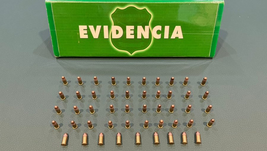 Detienen en Villa Alemana a hombre que registra antecedentes por diversos delitos: Se incautaron 49 proyectiles balísticos