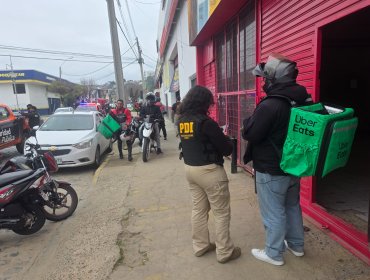 14 motos de delivery fueron retiradas de circulación por no contar con su documentación para circular en Viña del Mar