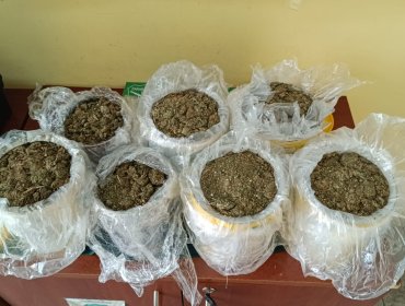 Dos sujetos son detenidos por transportar siete tarros con marihuana en San Bernardo