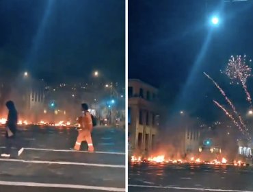 Portuarios encendieron barricadas y lanzaron fuegos artificiales en Valparaíso tras fracaso de negociaciones con dos empresas